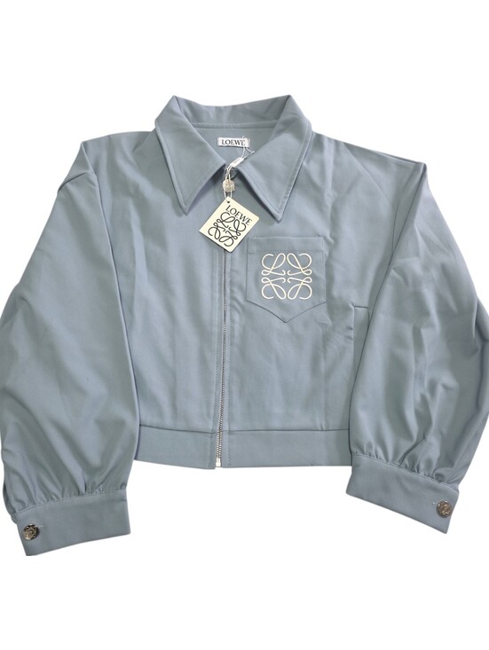 Loewe Jackets & Blazers - Loewe Powder Blue Cropped Zip Jacket with Embroidered Logo Med